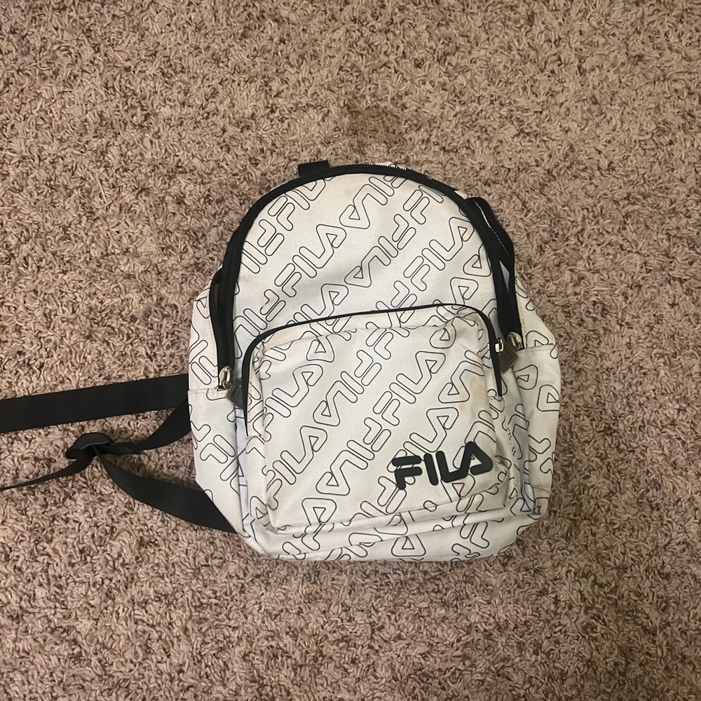 Fila White and Black Logo Backpack